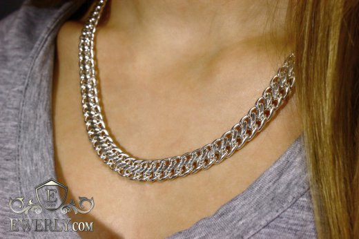 Women's chain "Ten (double carapace)" of silver, фото
