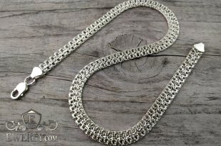 Chain "Double bismarck" of  silver, фото