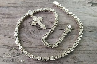 Kit : chain and pendant of  silver "David", фото