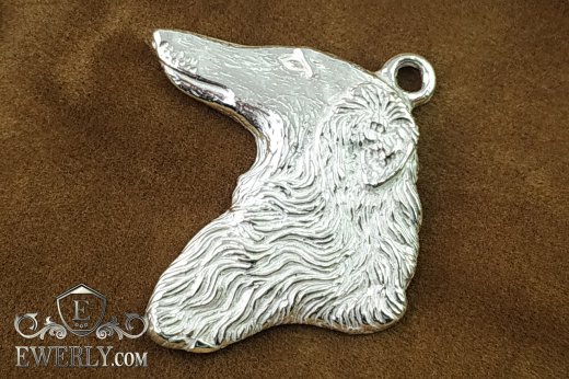 Pendant of  silver in the form of a dog, фото