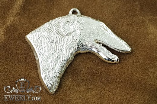 Pendant of  silver in the form of a dog, фото