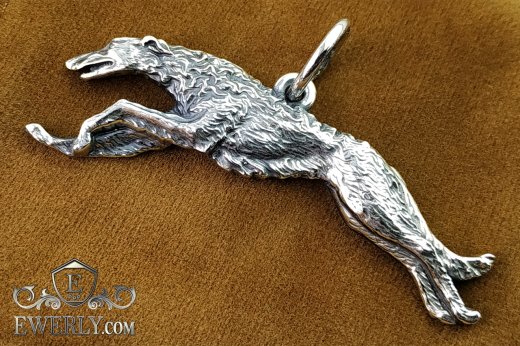Pendant of  silver in the form of a dog, фото